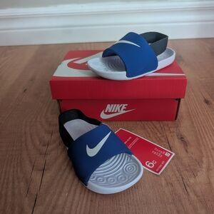 Nike Kids Black and Blue Slide Sandals